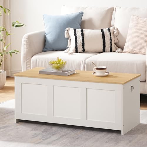 HOOBRO Storage Bench, 39.3" Retro Wooden Storage Chest, Wooden Storage Trunk - Image 4