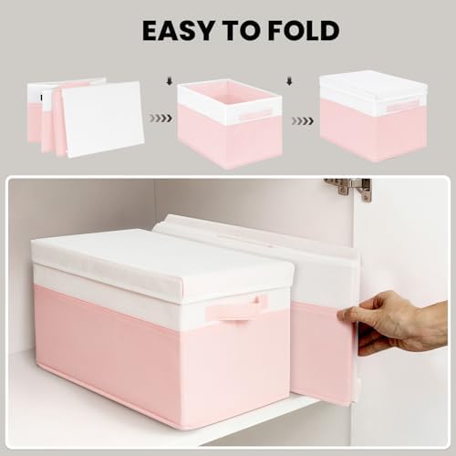 Large Closet Organizer Bins - 23 QT Collapsible Decorative Storage Boxes with - Image 7