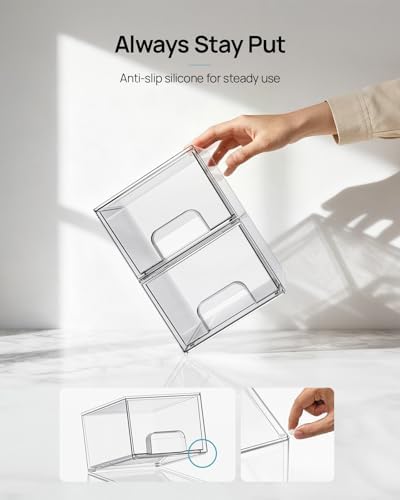 Vtopmart 6 Pack Small Clear Stackable Storage Drawers - Image 6