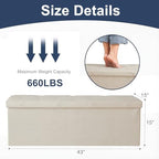DUMOS 43 Inch Folding Storage Ottoman Bench, Large Ottoman - Image 3