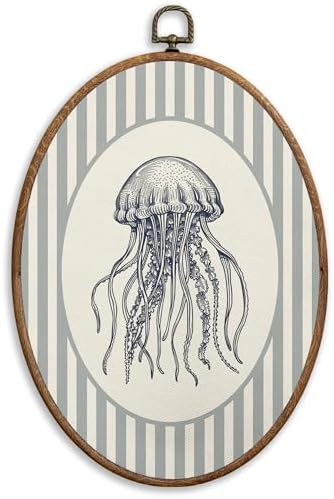 SONMYSULIL Coastal Beach Jellyfish Wall Art Decor, Ocean Beach Nursery Oval by Unknown