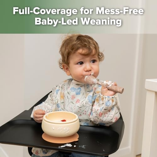 haakaa Mess Proof Long Sleeve Baby Bib, Water Resistant Smock Baby Bibs - Image 2