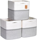 NaturalCozy Storage Cubes 11 Inch Cotton Rope Woven Baskets by NaturalCozy