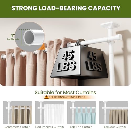 SUNALLY Room Divider Curtain Rod, No Drilling 28-140in Wall Divider - Image 3