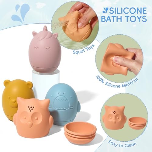 Baby Bath Toys 16 Pack Easy-Clean & Squeezable Silicone Bath Toys - Image 3
