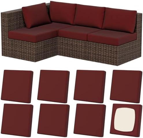 8Pcs Outdoor Cushion Covers, Stretch Patio Furniture Couch Chair Slipcovers by VORSHAPE