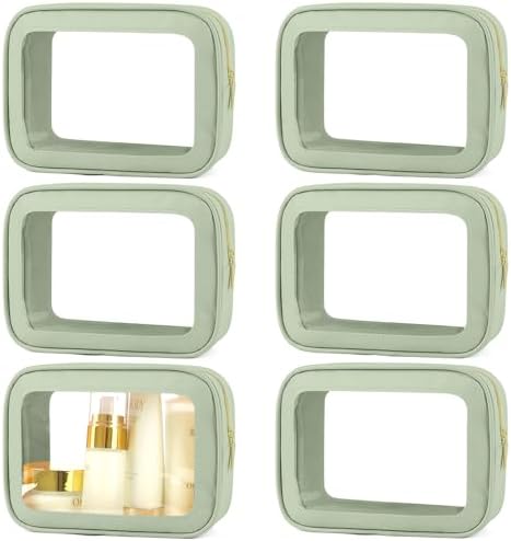 YOPCDJ 6PCS Clear Toiletry Bag, TSA Approved Travel Pouch by YOPCDJ