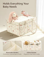 Quilted Floral Diaper Caddy Organizer, Nursery Storage Basket - Image 3