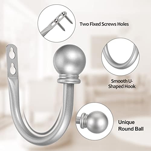 Sumnacon Set of 2 Decorative Curtain Holdbacks, Wall Mounted Aluminum Alloy - Image 2