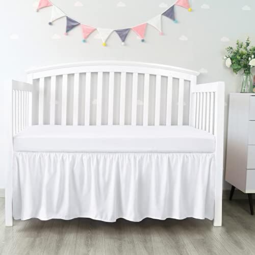 Crib Bed Skirt 14" Drop, Fits 28"x52" Crib, Adjustable by Bilobanbabybedding