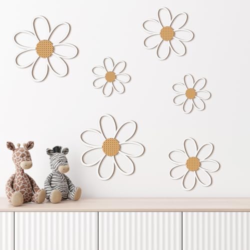 Thyle 6 Pcs Daisy Wall Decor Wooden Flower - Image 6