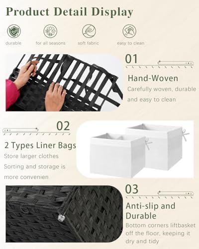 SETVSON Storage Basket with Lid PE Rattan Storage Basket 105L - Image 4
