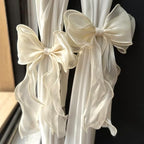 2 Pack French Silky Bow Curtain Tiebacks, Elegant Lace Ribbon - Image 4