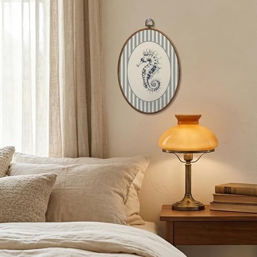 SONMYSULIL Coastal Beach Seahorse Wall Art Decor, Ocean Beach Nursery Oval Wall - Image 2