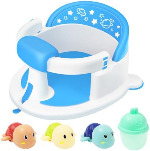 Baby Bath Seat 6M+, Non-Slip Cushion, CPSC Certified, 5-Pc Set by SMGZG