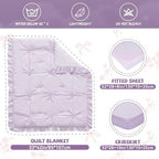 Princess Crib Bedding Set for Girls, 3 Piece Pintuck Baby Crib Bedding Set - Image 6