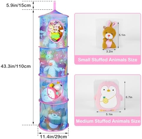 Basumee Hanging Stuffed Animals Storage, 2 Pack Mesh Plush Storage - Image 6