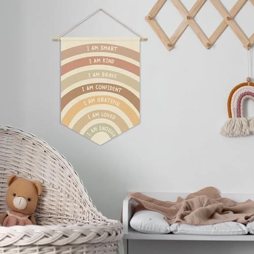 Nursery Decor, Positive Affirmation Kids Wall Art Canvas Banner, Rainbow Wall - Image 7