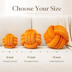 Petrella Orange Knot Pillow Ball, 8 Inch Round Decorative Pillow - Image 3