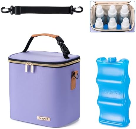 Breastmilk Cooler Bag with Ice Pack Fits 6 Baby Bottles Up to 9 Ounce, Baby by BABEYER