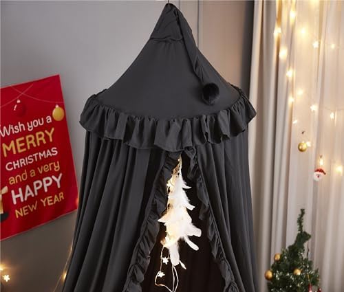 VETHIN Bed Canopy for Girls, Princess Round Dome Dreamy Mosquito Net Bedding - Image 5