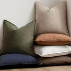 Foindtower Linen Solid Decorative Throw Pillow Covers 20x20 Natural Linen - Image 6