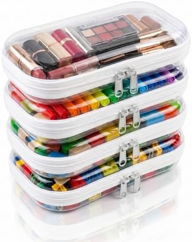 4 Pack Clear Hard Shell Zipper Case, Small Diaper Bag Organizer Pouches by Unknown