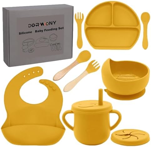 100% Silicone baby feeding set, BPA free Baby dishes set by Dormlony