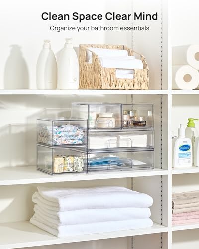 Vtopmart Clear Stackable Storage Drawers Set of 5, Plastic Organizer Bins - Image 6