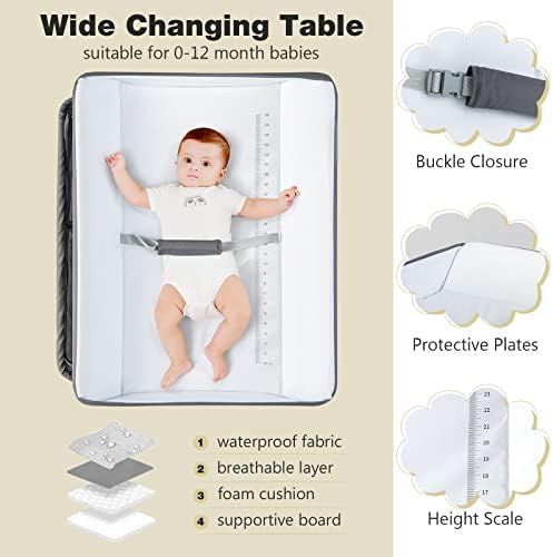 INFANS Baby Changing Table, Folding Diaper Station Portable Nursery Organizer - Image 2