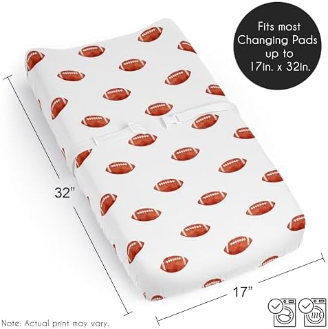 Sweet Jojo Designs Brown and White Football Boy Baby Changing Pad Cover Sheet – - Image 6