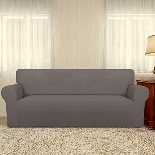 PureFit Stretch Oversized Couch Covers Fleece Sofa Slipcovers Taupe - Image 2