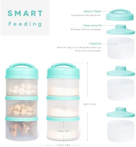 Termichy Stackable Formula Dispenser Portable Milk Powder Container, 2 Pack - Image 2