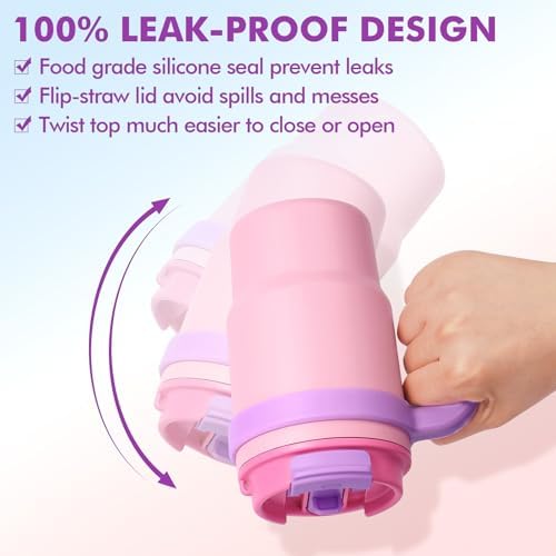 16oz Kids Insulated Tumbler w/Handle, Kids Toddler Water Bottle Sippy Cups - Image 5