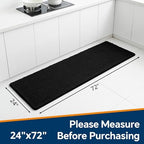 Chenille Bathroom Runner Rug 24"x72" Black, Plush Bath Mat - Image 2