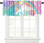 Fantasy Rainbow Unicorn Valance, Abstract Purple Pink Starry Landscape Cartoon - Image 6