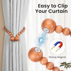 KLOGTSIND Magnetic Curtain Tiebacks, 6 Pack Wood Bead Curtain Holdbacks - Image 2