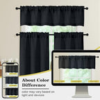 Black Valances for Windows, Light Filtering Faux Linen Textured Small Short - Image 7