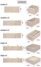 TENABORT 12 Pack Foldable Drawer Organizer Dividers Cloth Storage Box Closet - Image 2