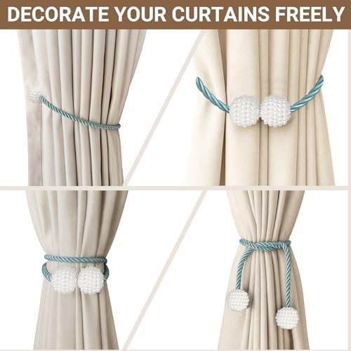 Hion Magnetic Curtain Tiebacks Blue 2pcs, Curtain Holdbacks Hooks Holders - Image 5