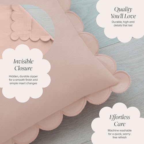 BEBE BASK Scalloped Pillow Cover Set of 2, Cotton - Image 4