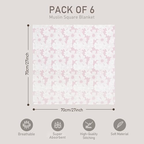 GLLQUEN BABY Receiving Blankets Girl Muslin Swaddle Blankets - Image 4