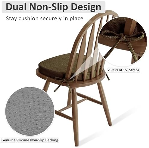Shinnwa Dining Chair Cushions Set of 4, High-Resilience Foam Windsor Seat Pads - Image 5