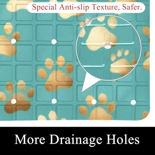 Bathtub Mat Non Slip 26.8x15.1In, Dogs Paws Bath Mat - Image 2