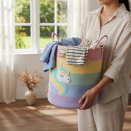 LemonRoad Laundry Hamper Large Cotton Rope Storage Basket - Image 6