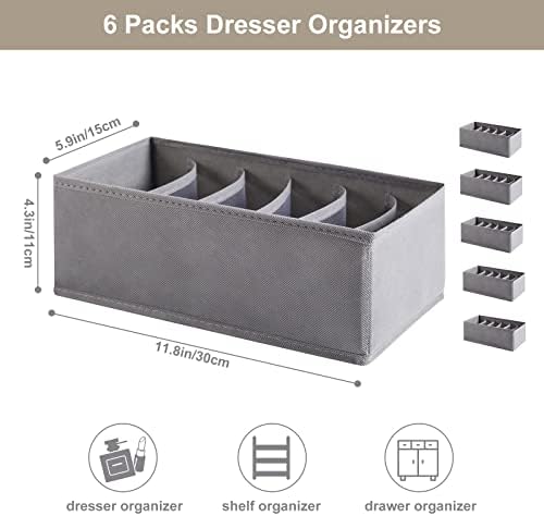 6 Pack Woven-Fabric Dresser Drawer Organizers, 36 Cells - Image 3