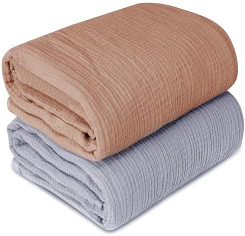 Muslin Swaddle Blankets for Newborn, 2 Pack Breathable Soft Receiving Blanket by GUNTAIL