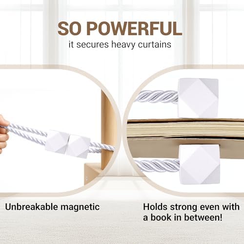 Hion Magnetic Curtain Tiebacks White 6pcs, Curtain Holdbacks Hooks Holders - Image 5