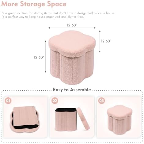 B FSOBEIIALEO Storage Ottoman Cube, Flowers Shaped Ottomans - Image 3
