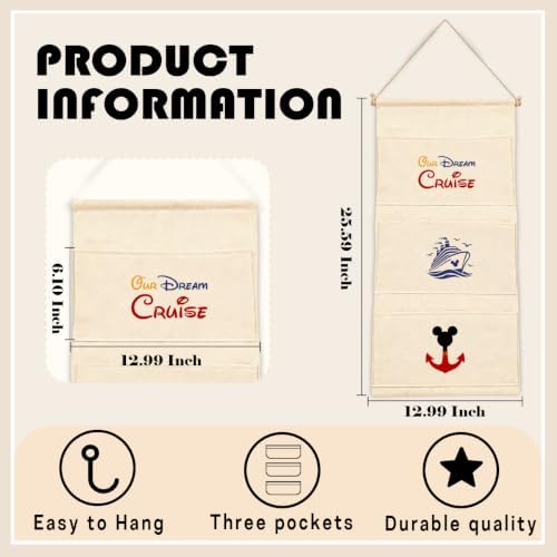Practical Cruise 3-Pocket Hanging Wall Organizer, Cute Door Pocket Storage - Image 3